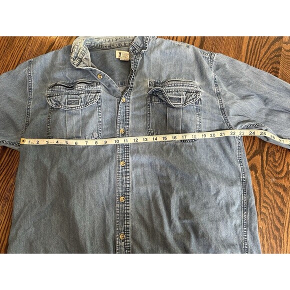 Vtg Men’s Trail Designs Cotton Denim Jean Button Down Shirt Pockets Size Large - Picture 10 of 12